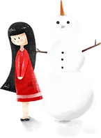 雪だるまを持つ少女