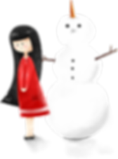 雪だるまを持つ少女