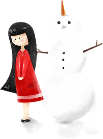 Chica con el muñeco de nieve