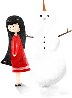 雪だるまを持つ少女