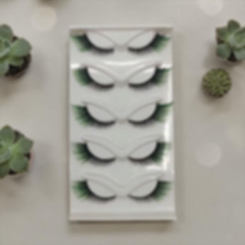 5 Green colorful lashes