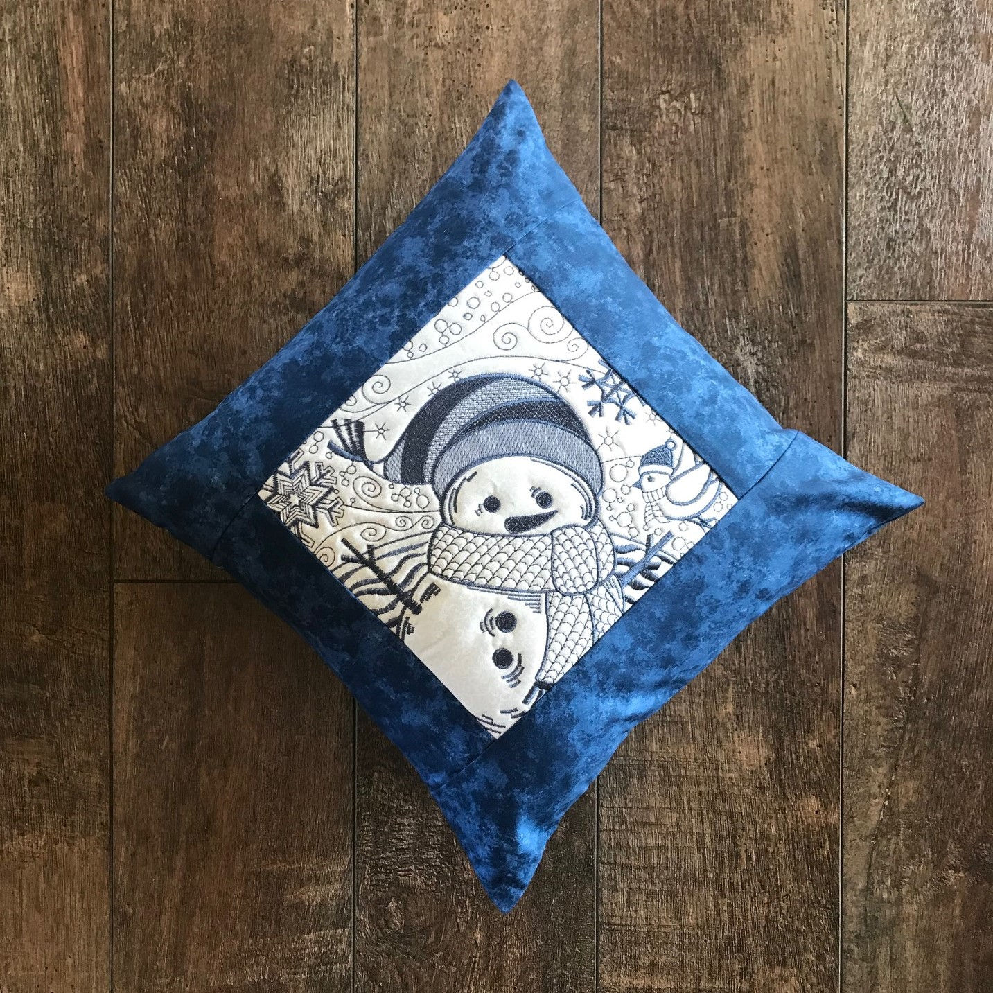 PILLOW - Snowman- Blue / Blue
