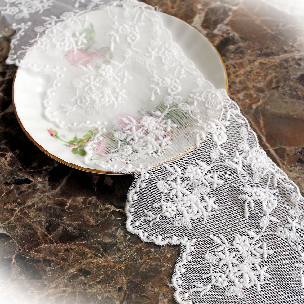 Thumbnail: Flower Crown Lace~White 4.25 Inch Wide