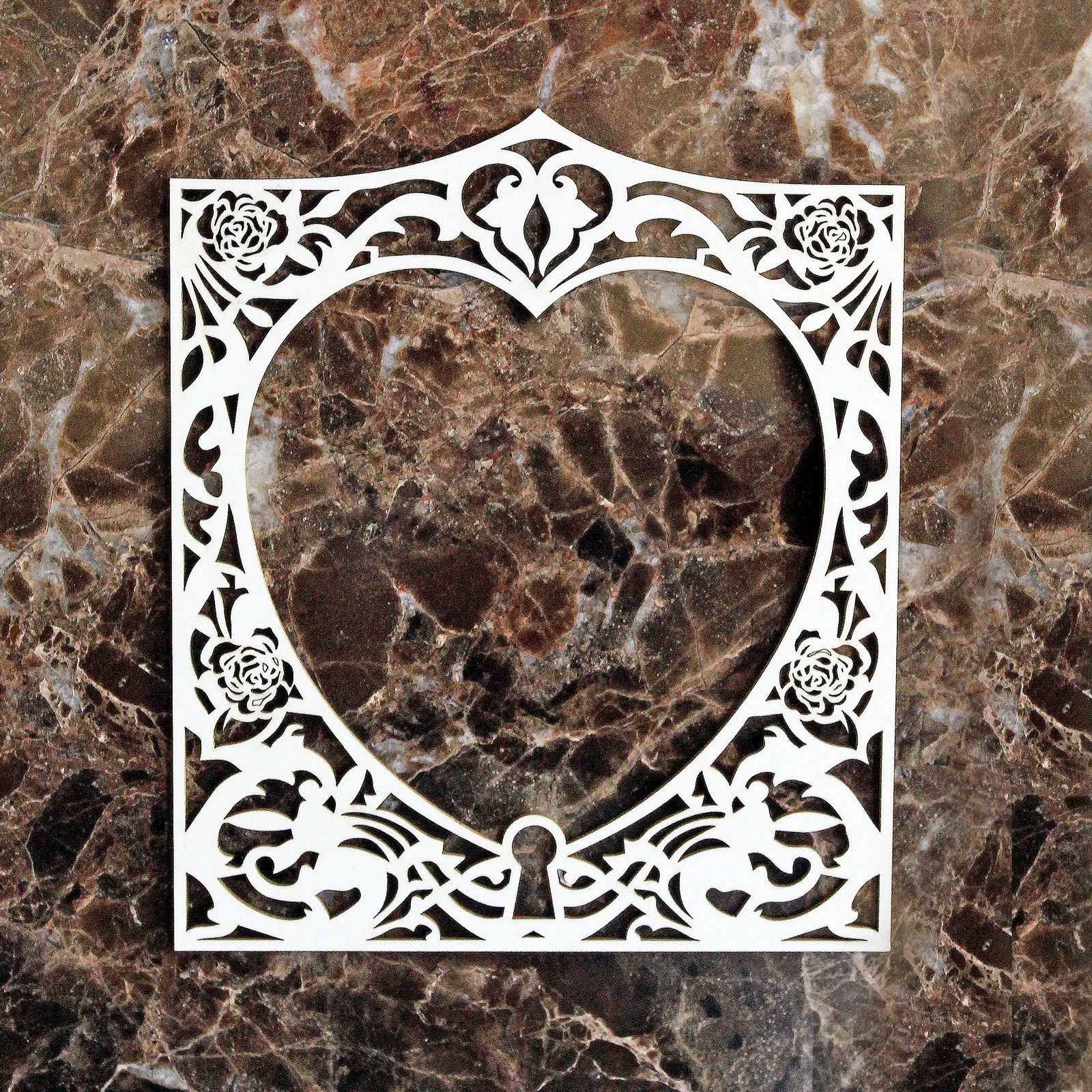 Beautiful Board Medium Rose Heart Locket Frame Laser Cut Chipboard