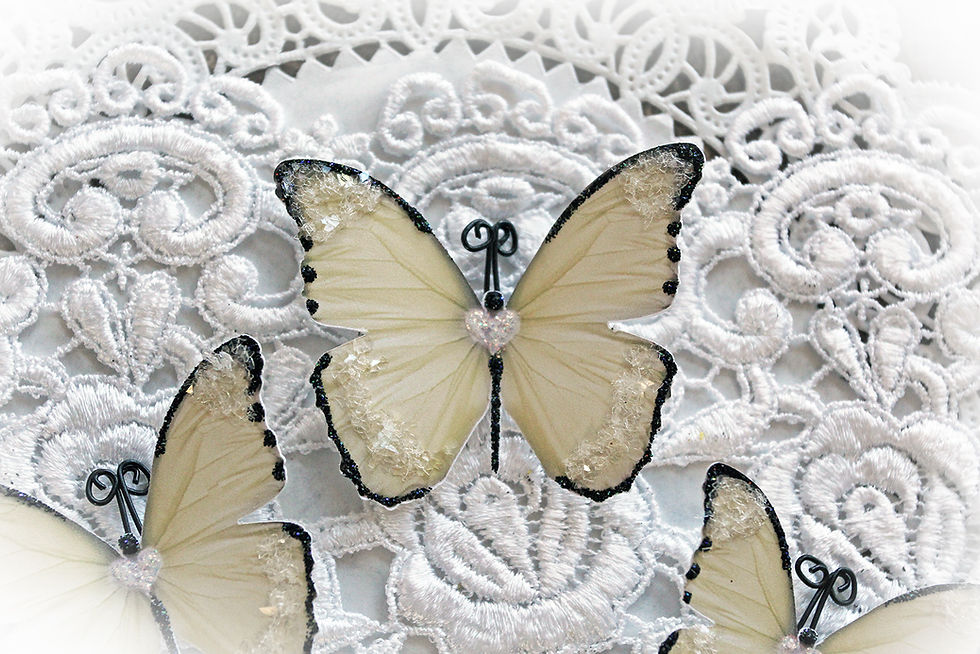 Thumbnail: Sweetheart Soft Yellow Glitter Glass Butterflies
