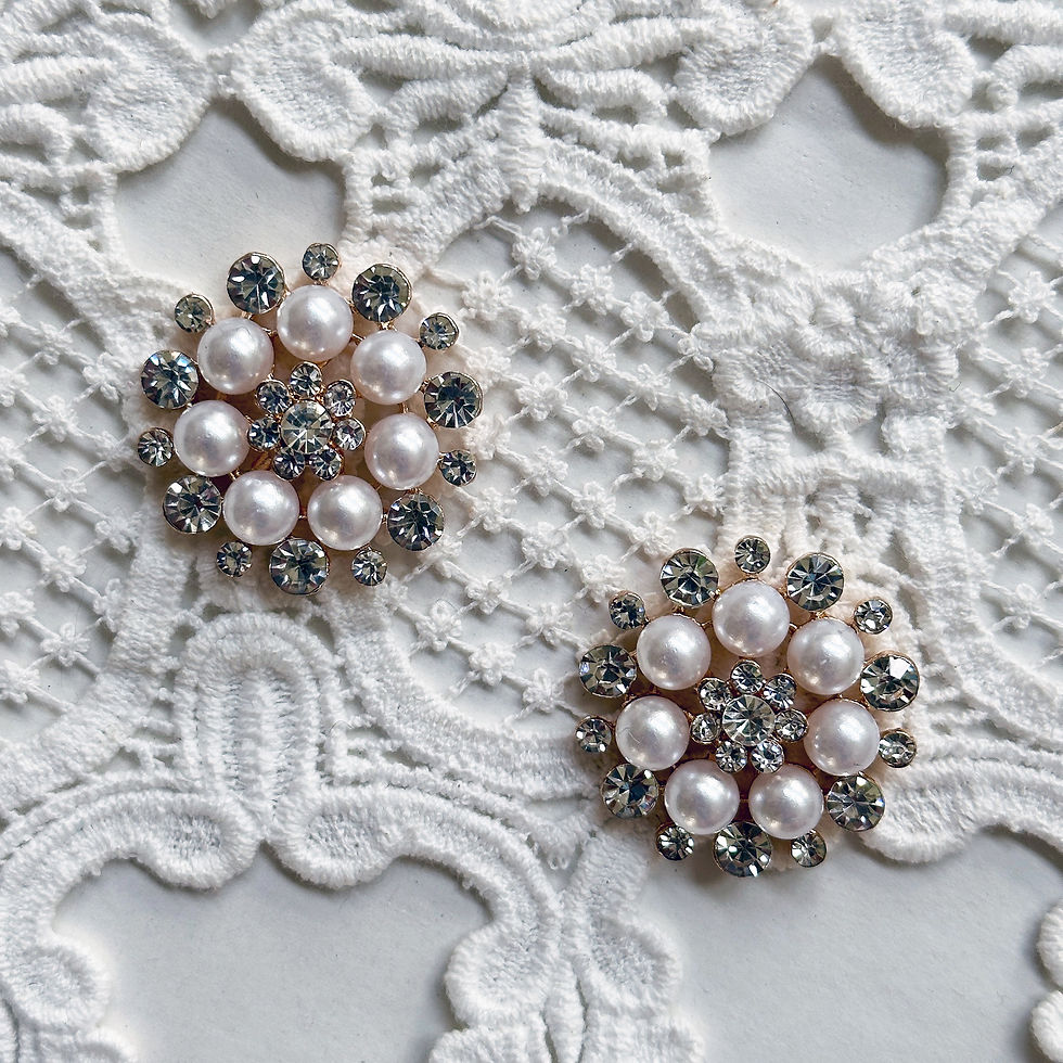 Thumbnail: White Pearl And Rhinestone Button Set Of 2