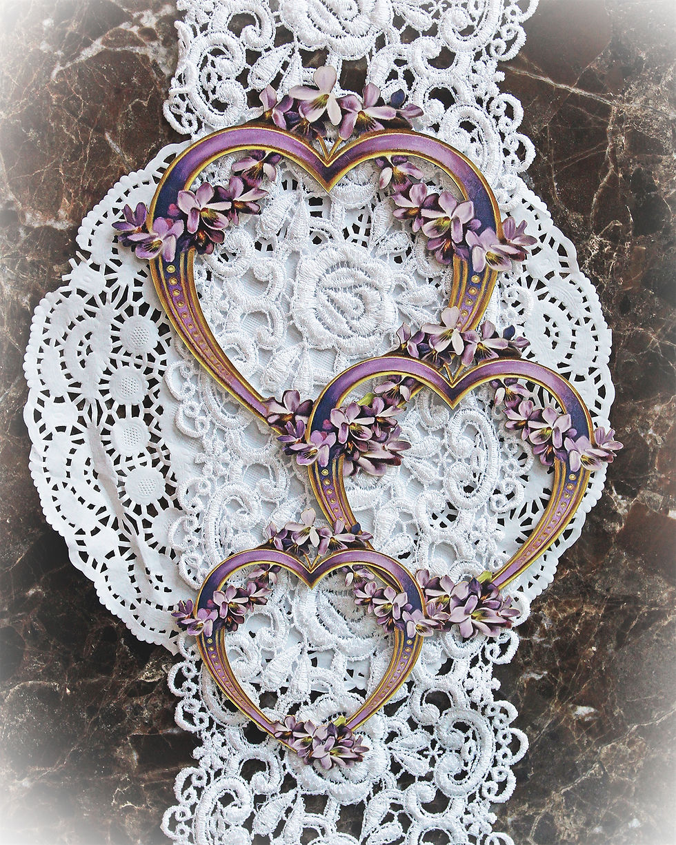 Printed Beautiful Board Lavender Lilac Heart Frame Set Of 3 Laser Cut Chipboar