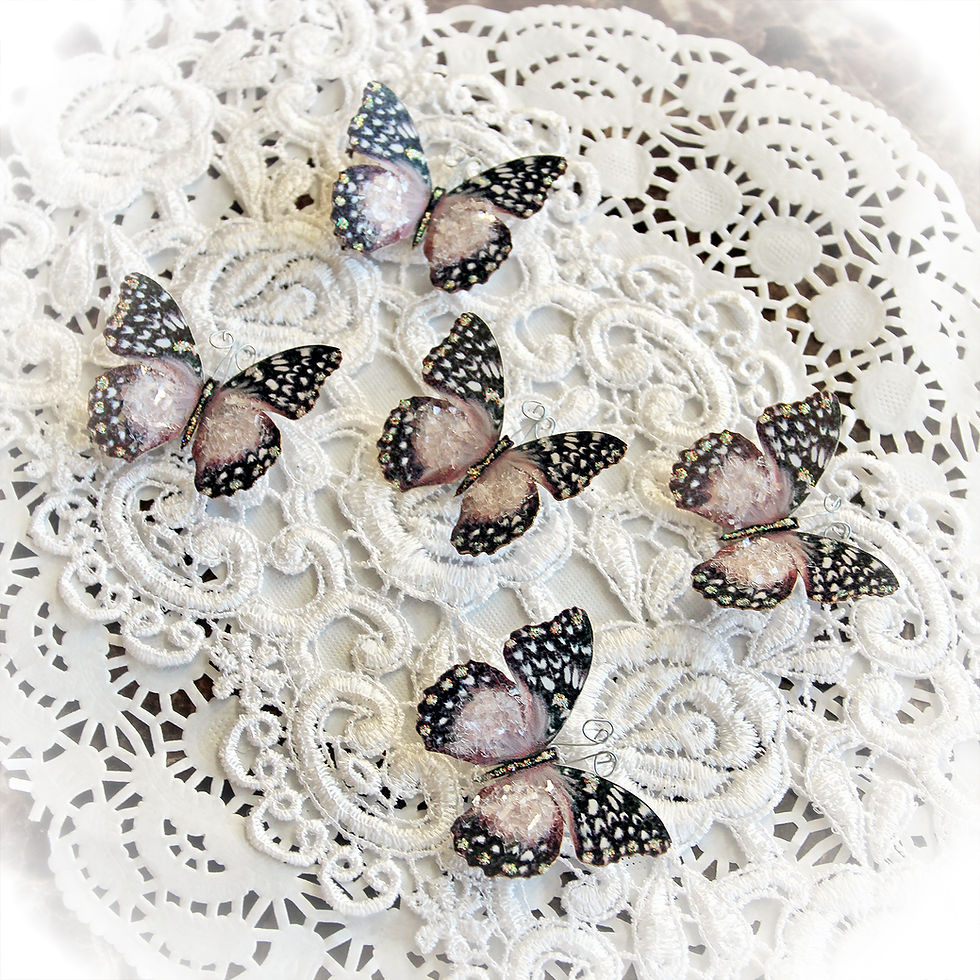 Thumbnail: Tiny Treasures Watercolor Cherry Blossom Premium Paper Glitter Glass Butterflies