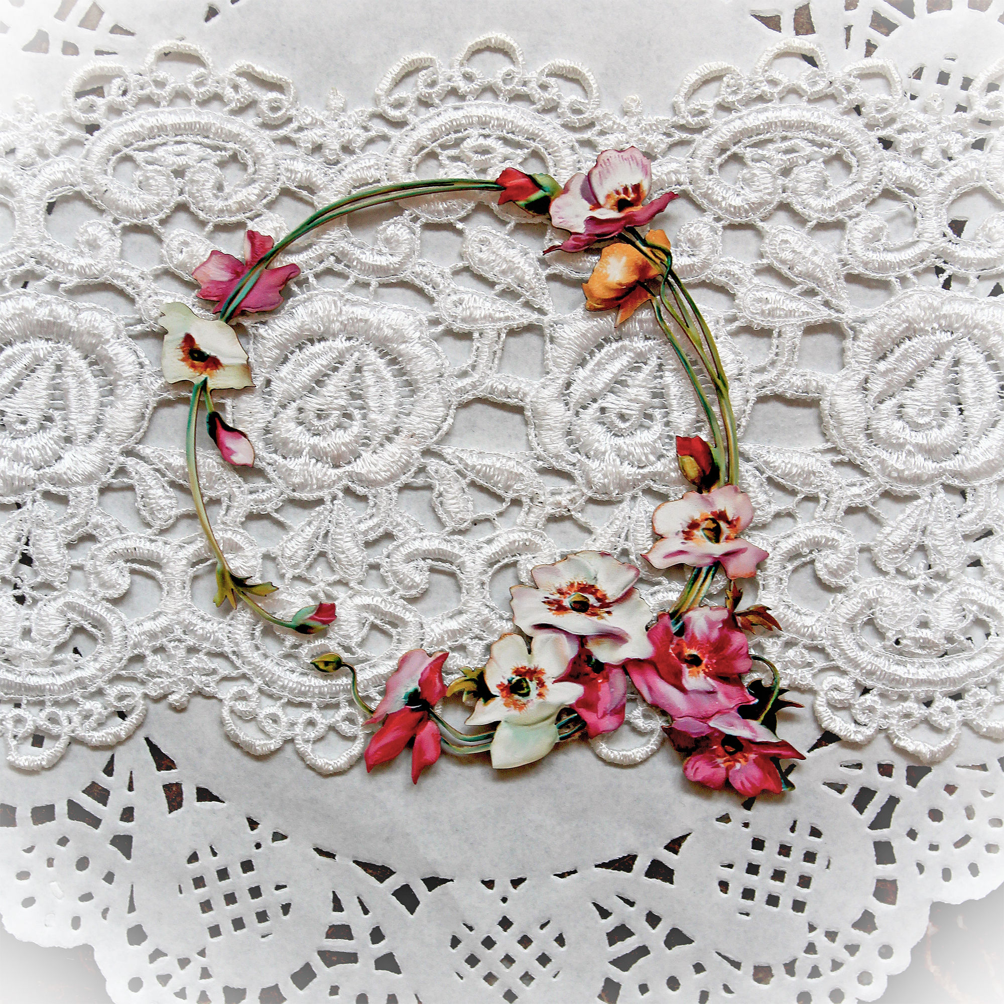 Printed Beautiful Board Large Magnolia Flower Frame Chipboard