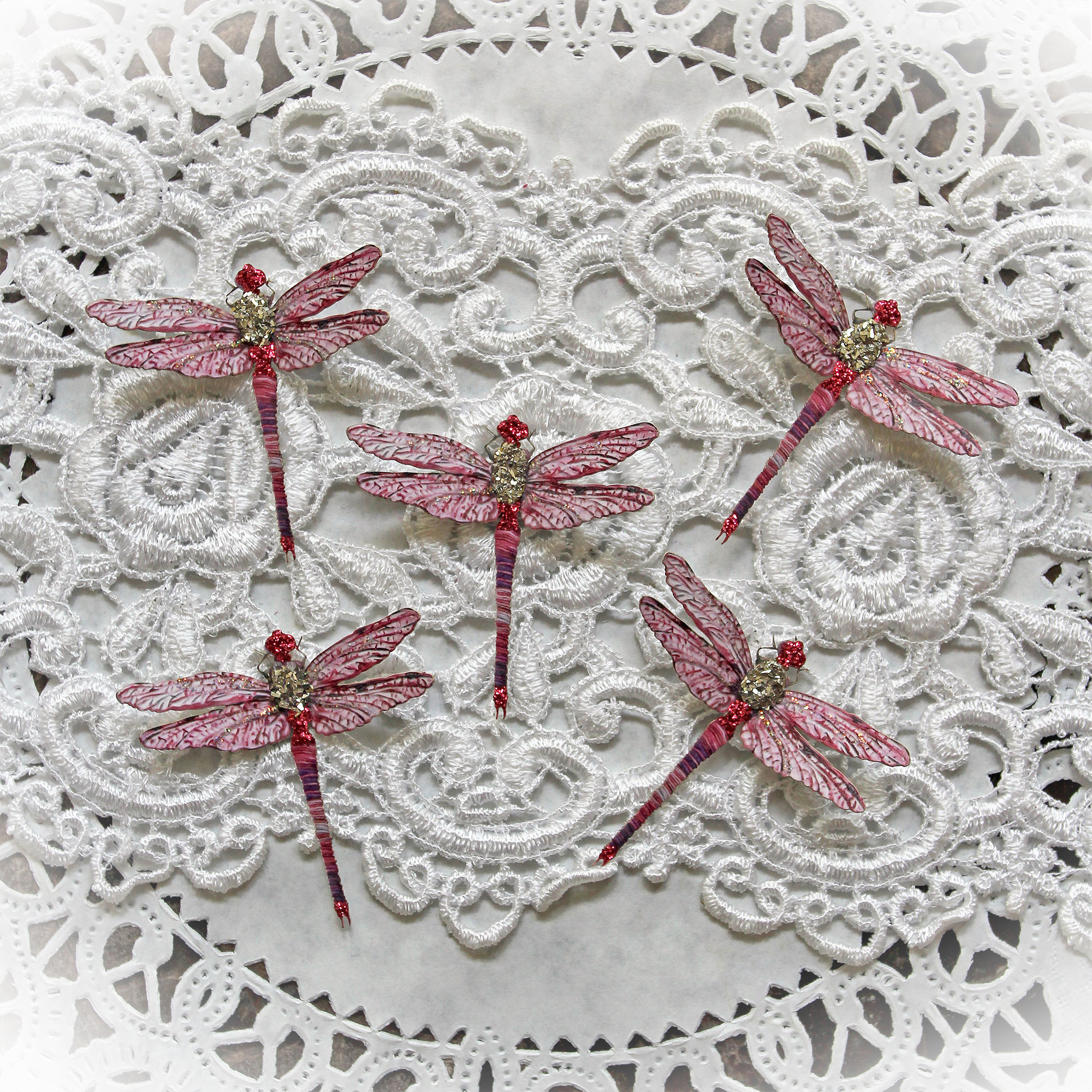 Tiny Treasures Suncatcher Pink Premium Paper Glitter Glass Drago