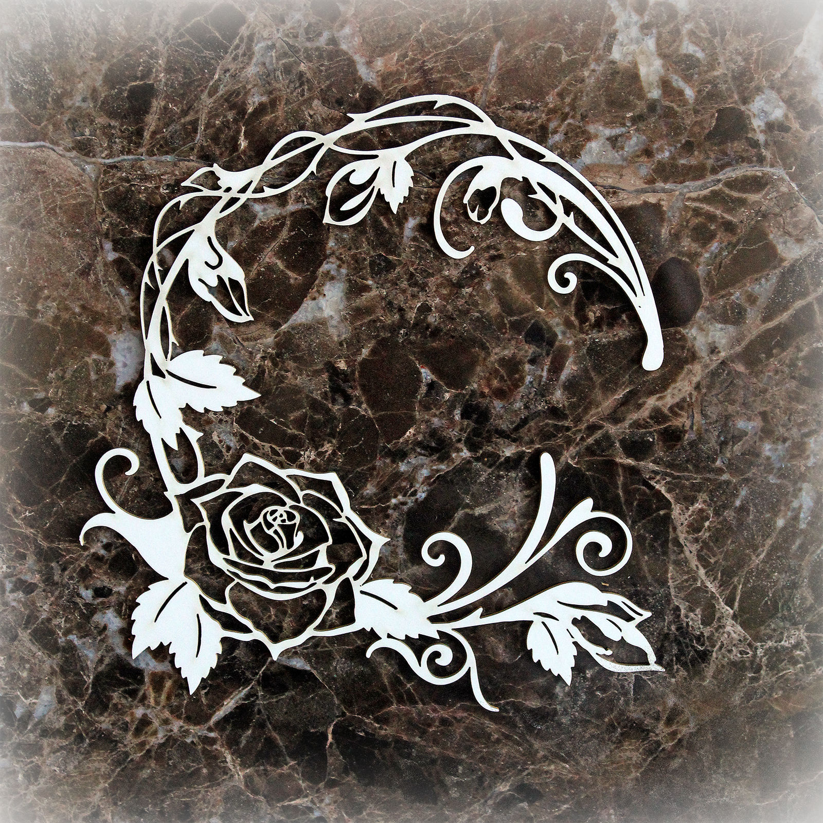 Beautiful Board Large Open Rose Frame Laser Cut Chipboard