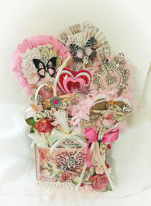 Thumbnail: Vintage Sweet Pink Button Holder Premium Paper Die Cut Set
