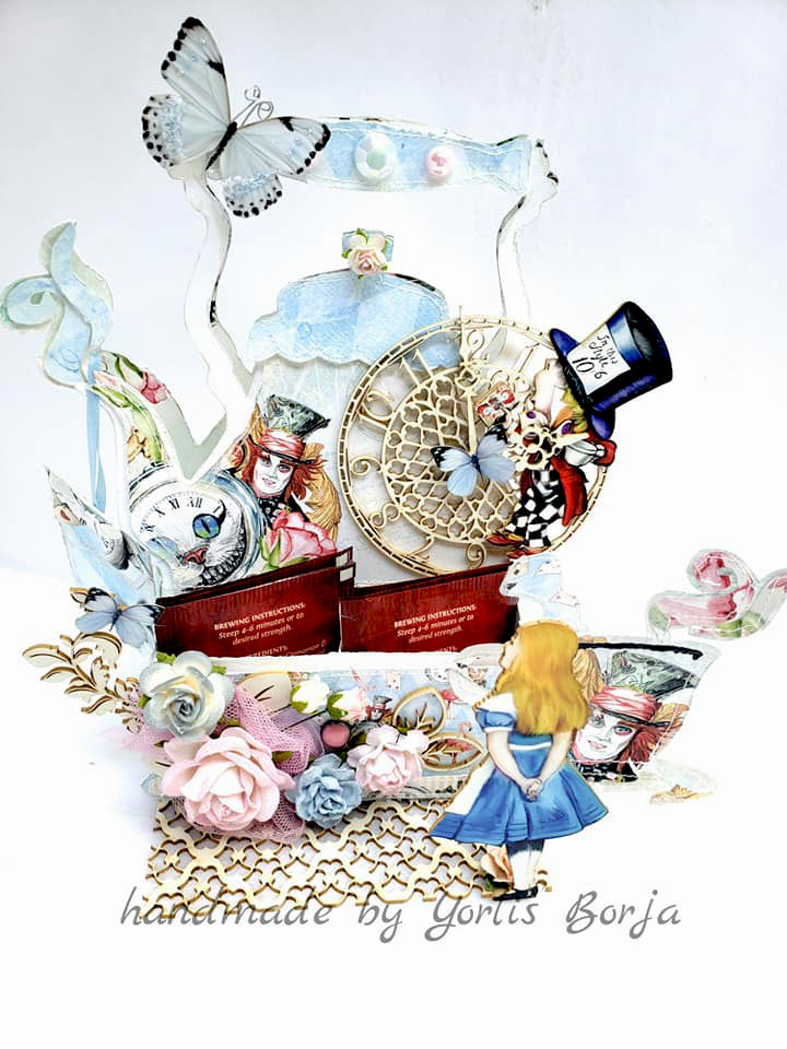 Thumbnail: Printed Beautiful Board Mad Hatter Laser Cut Chipboard Di