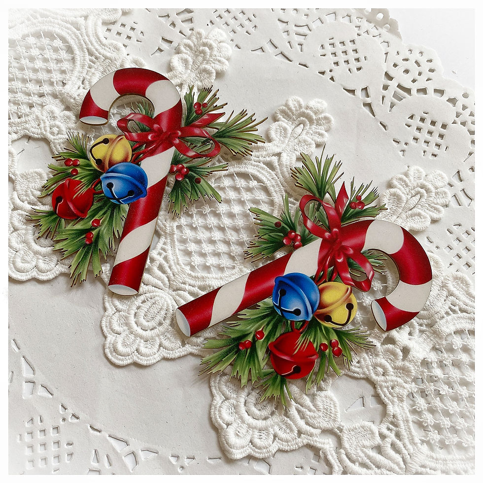 Thumbnail: Printed Beautiful Board Small Candy Cane Chipboard