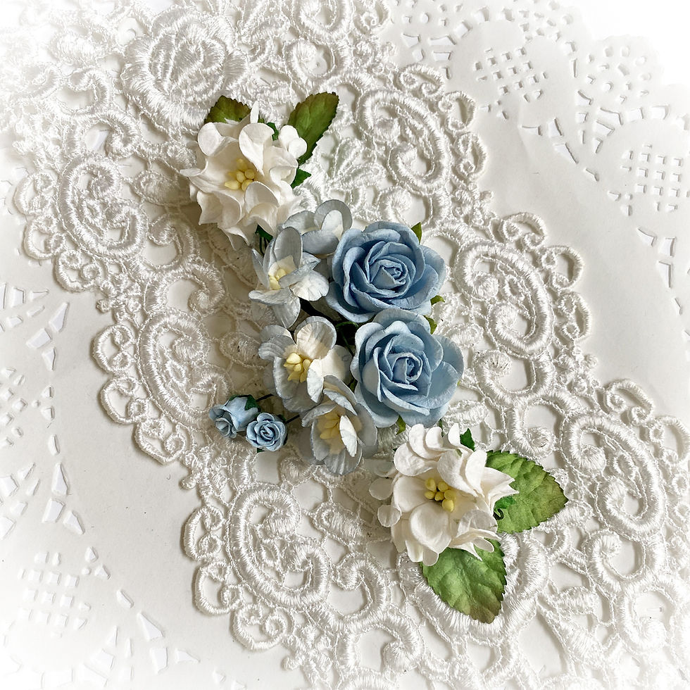 Thumbnail: Dusty Blue Spring Mix Mulberry Paper Flower Set