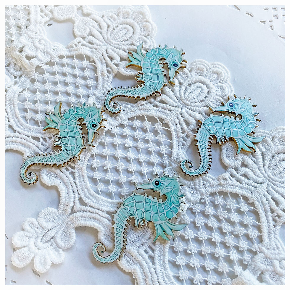 Thumbnail: Printed Beautiful Board Itty Bitty By The Sea Seahorse Chipboard