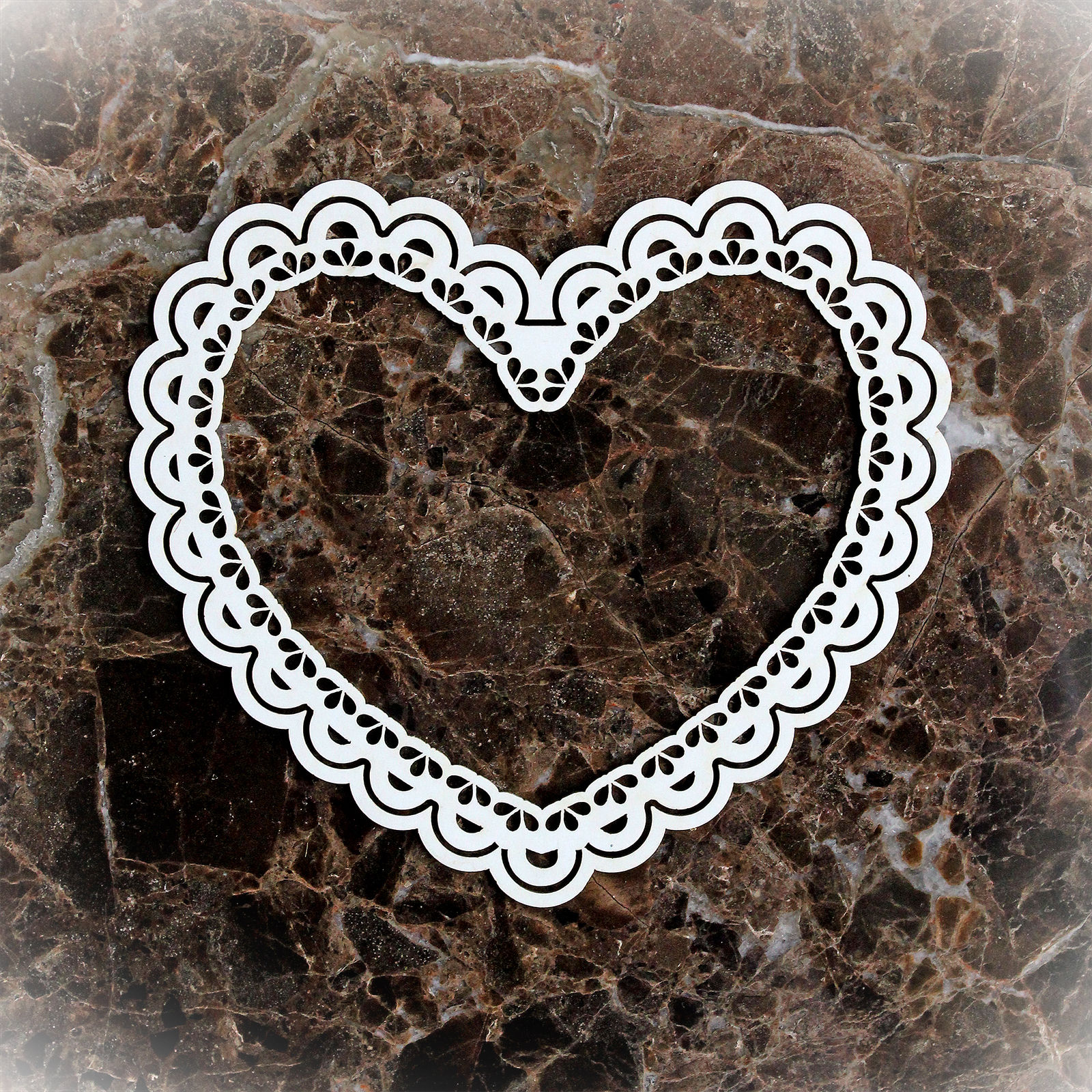 Beautiful Board Tiny Lacy Heart Frame Laser Cut Chipboard