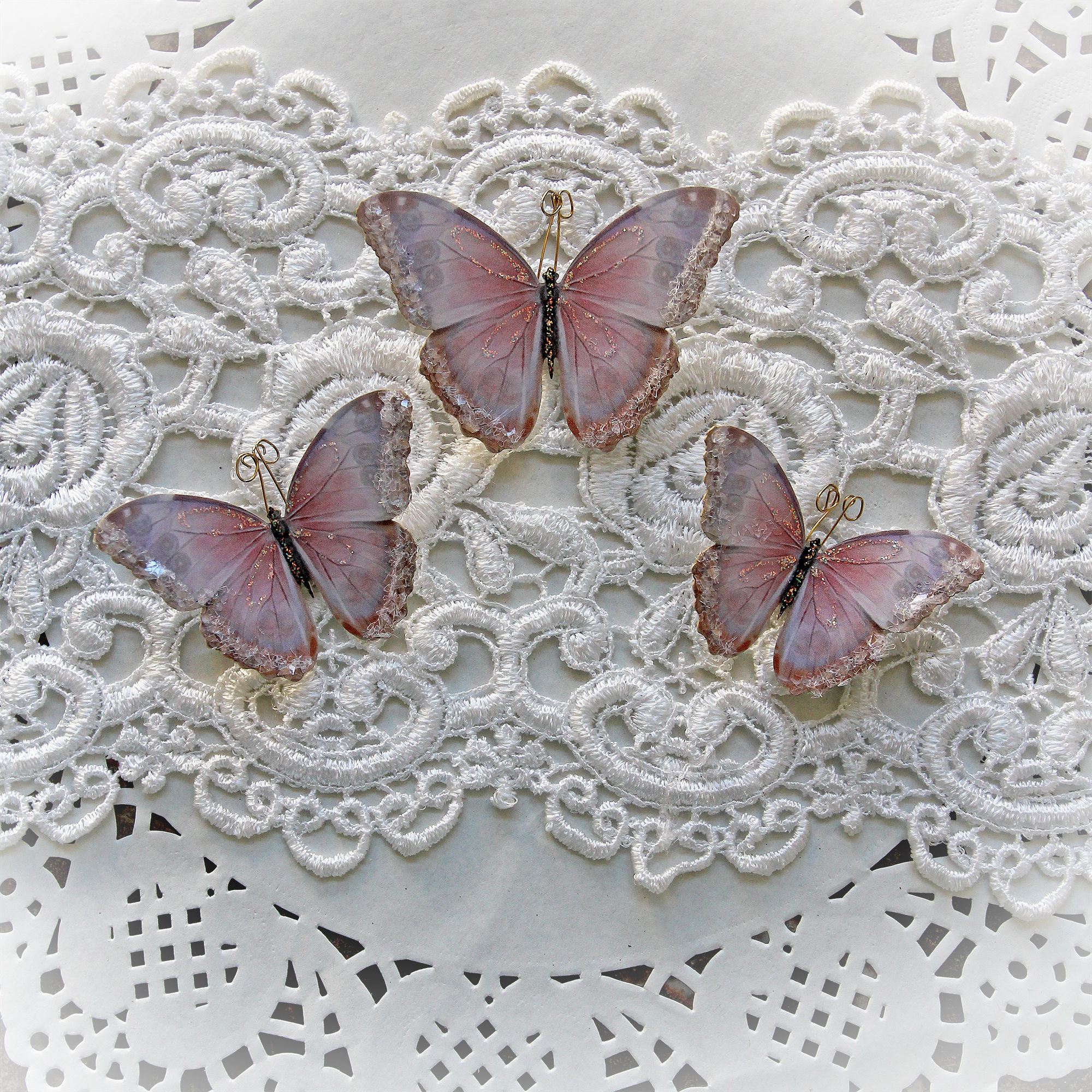 Watercolor Spun Candy Glitter Glass Premium Paper Butterflies