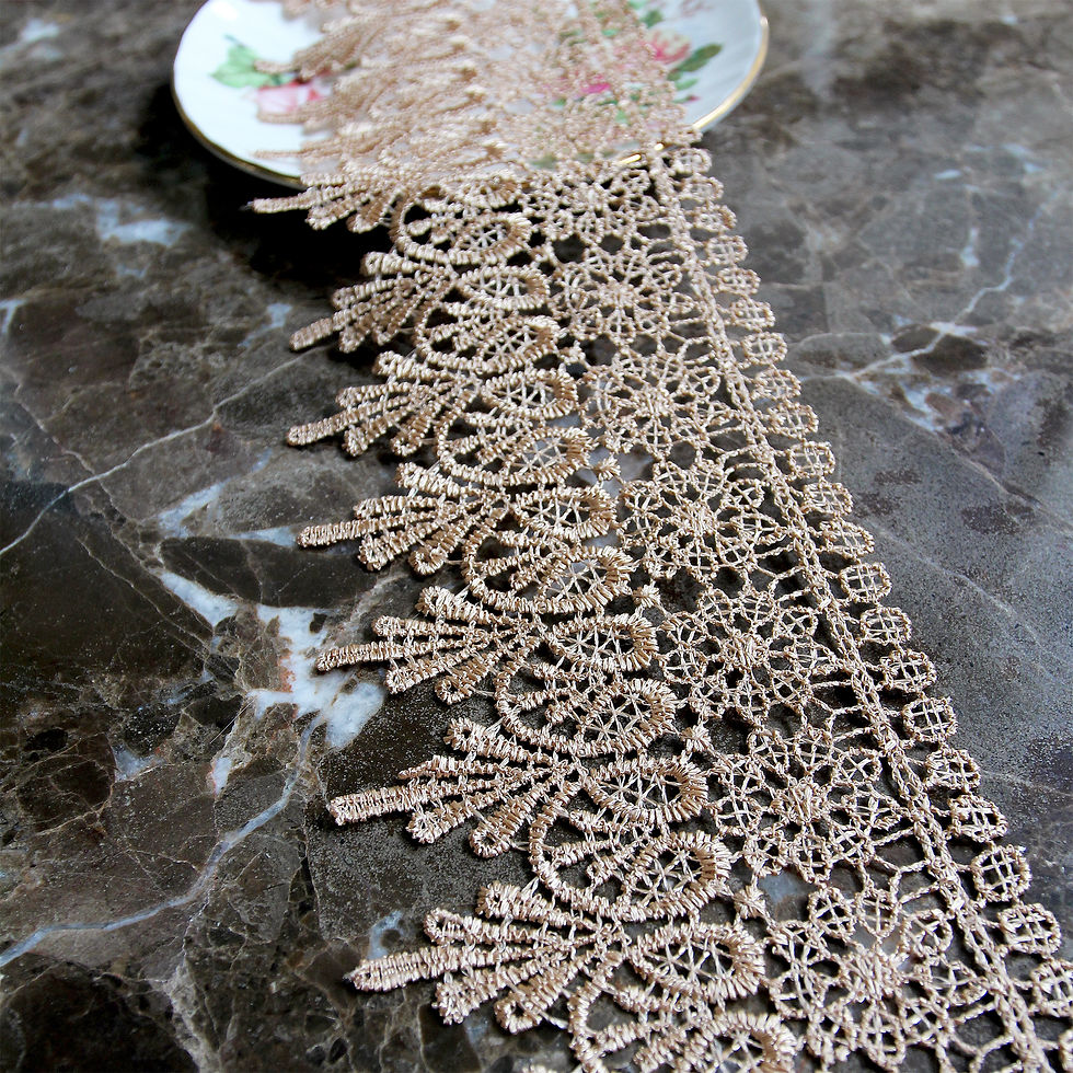 Thumbnail: Venetian Embroidered Lace~3 1/4 Inch Wide In Coffee