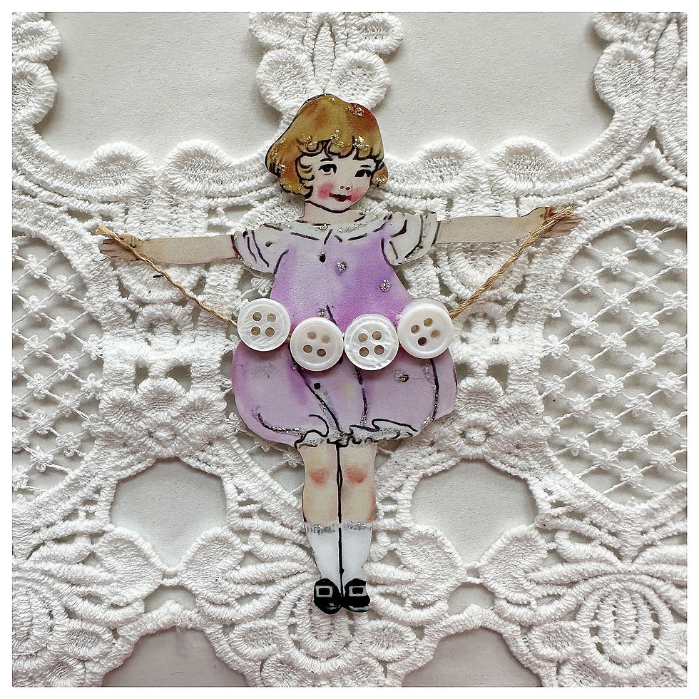 Thumbnail: Vintage Sweet Button Holder Premium Paper Die Cut Set Purple