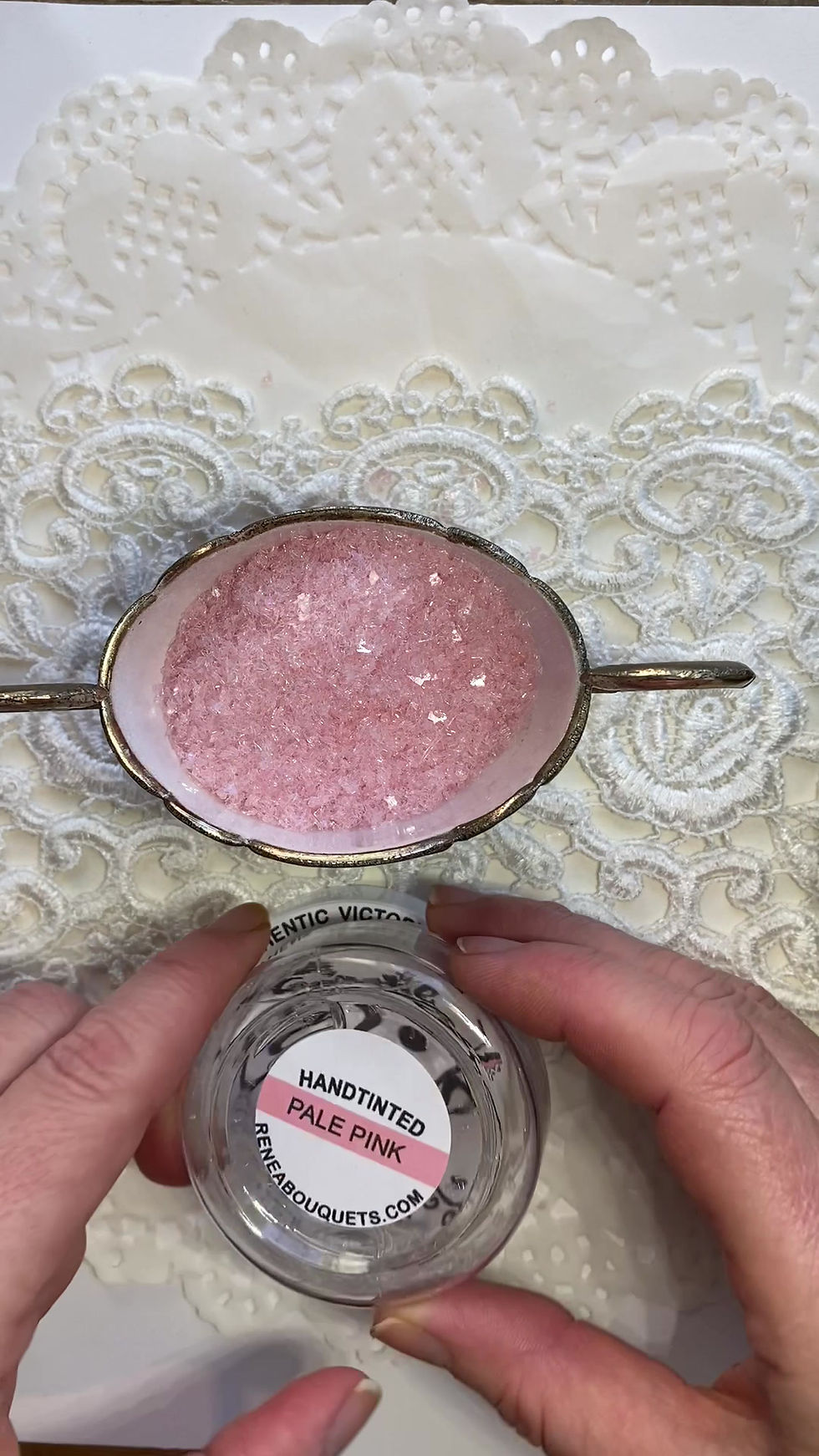 Thumbnail: 2 Ounce Hand Tinted Pale Pink Gawdie Girl Chunky Glitter Glass