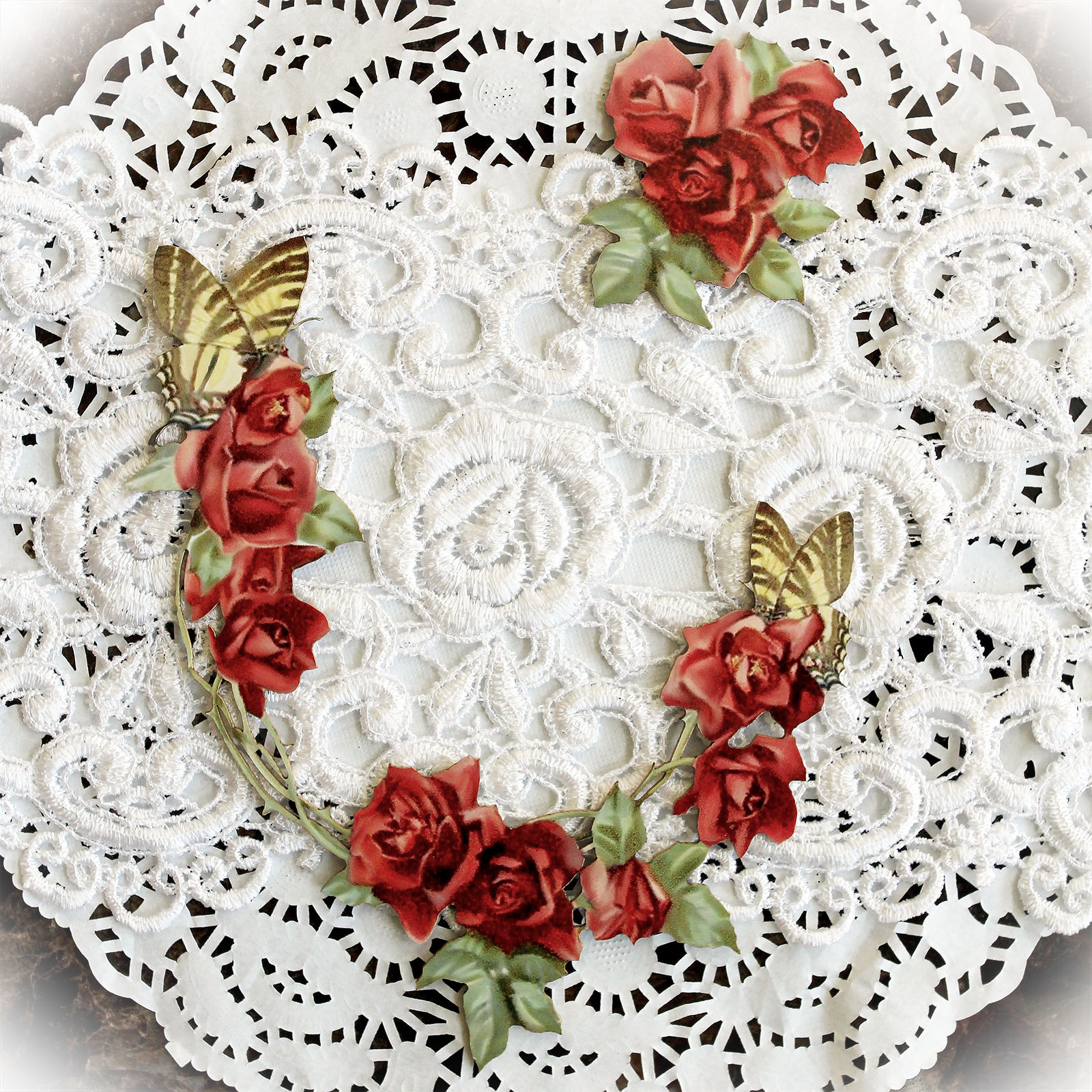 Printed Beautiful Board Trellis Rose Open Frame Laser Cut Chipboard Die Cut