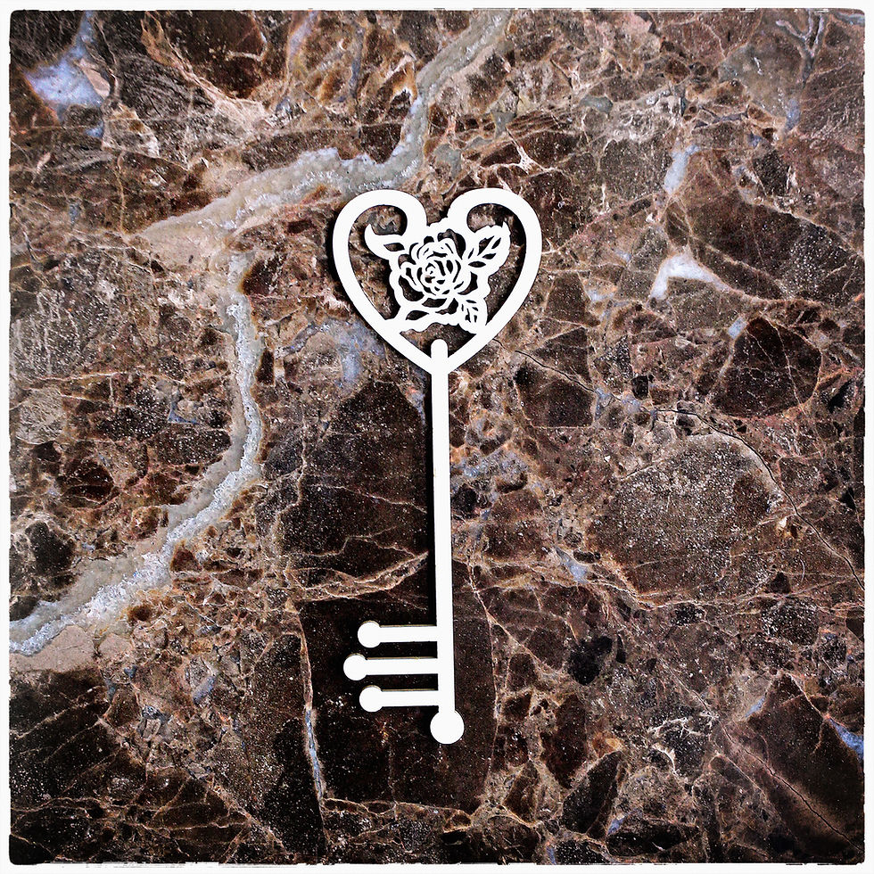 Thumbnail: Beautiful Board Rose Lace Keys Laser Cut Chipboard Key Set Of 3