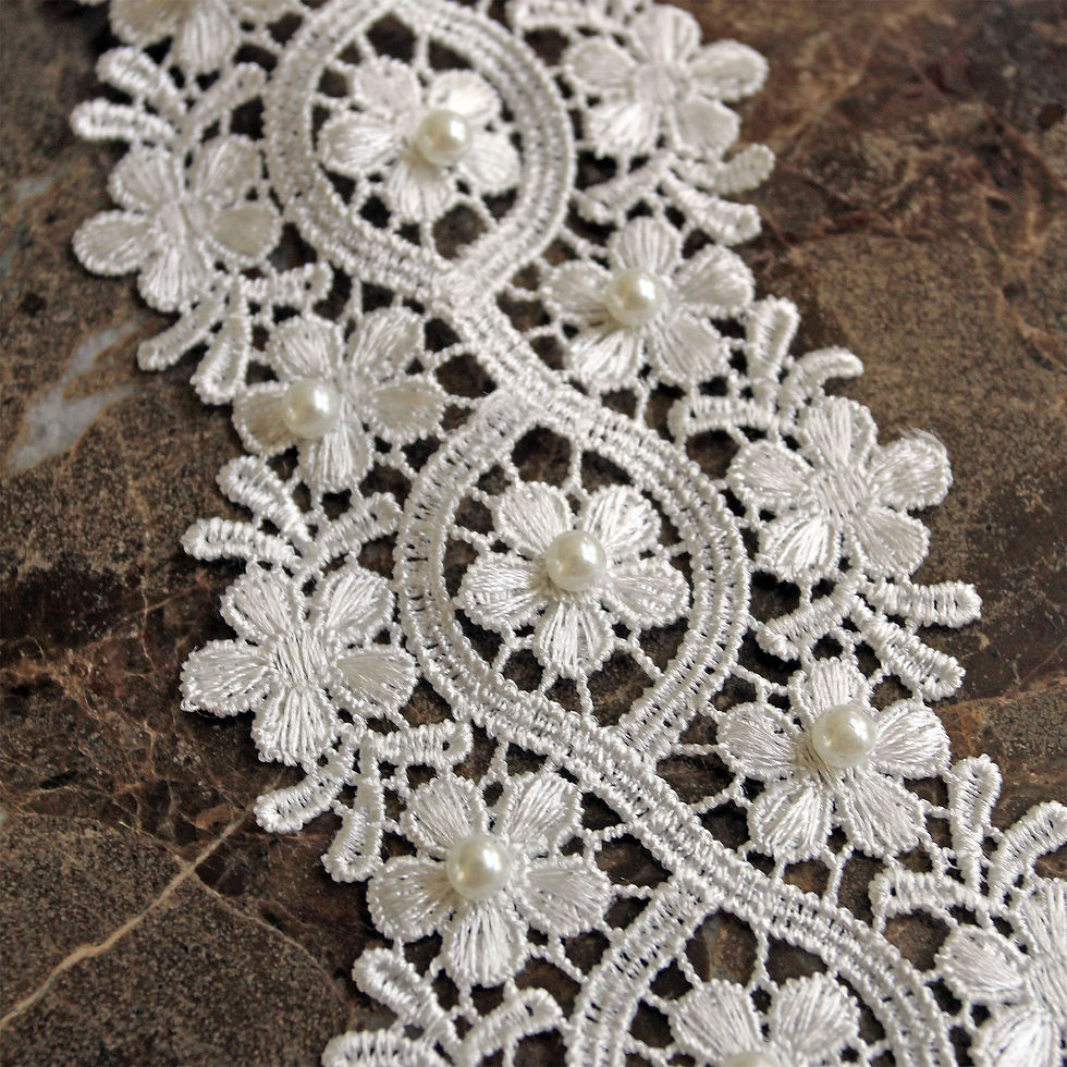 Thumbnail: Junie's Blossoms Lace~ 3 1/4 Inch Wide White
