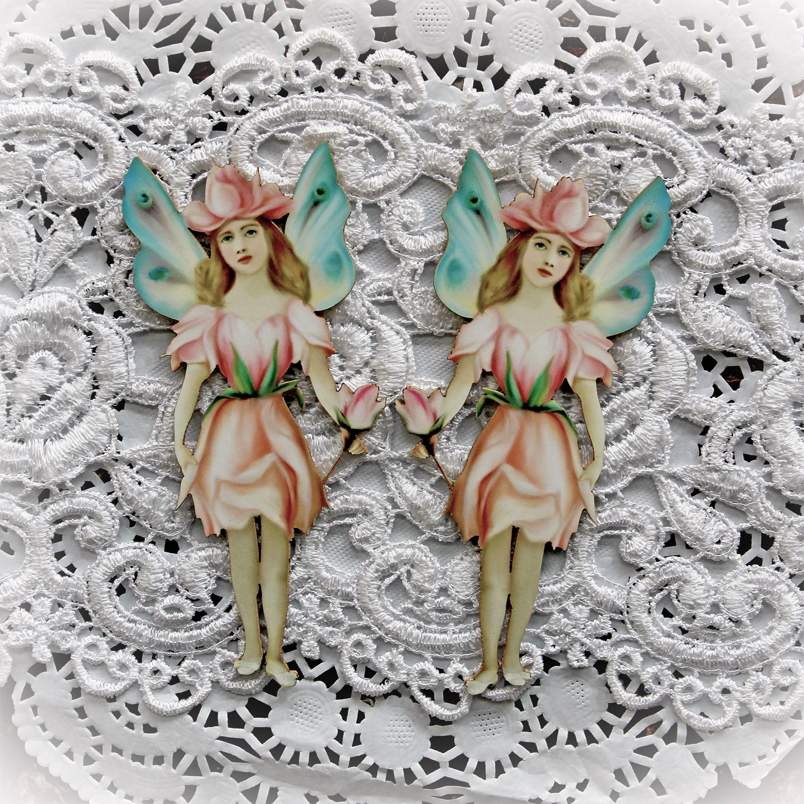 Printed Beautiful Board Small Rose Petal Fairy Laser Cut Chipboard