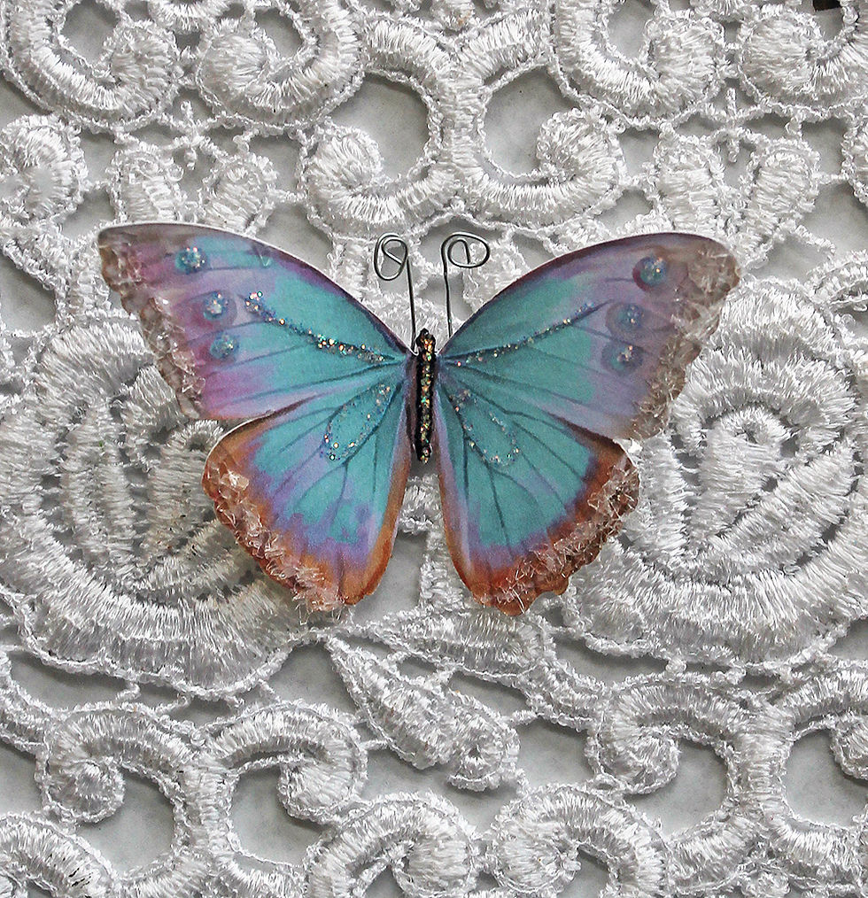 Thumbnail: Watercolor Spun Sugar Glitter Glass Premium Paper Butterflies