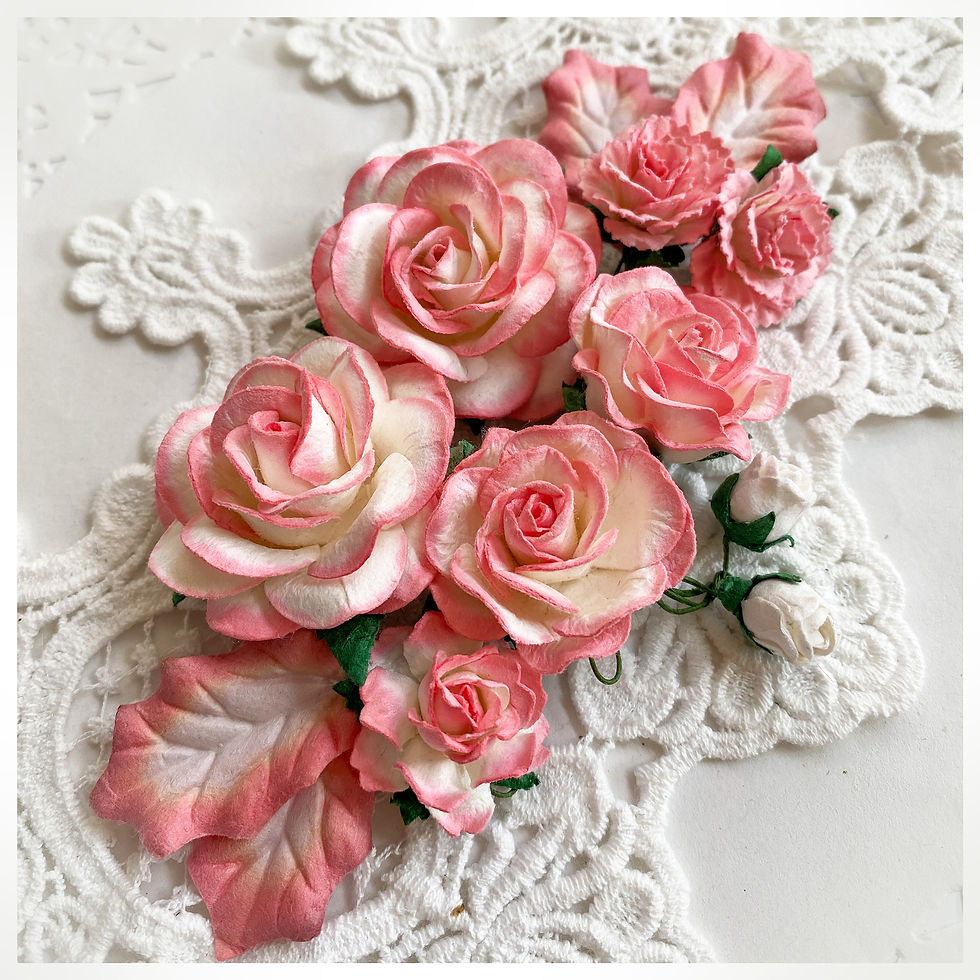 Thumbnail: Pink Peppermint Christmas Mix Roses and Leaves Mulberry Flowers