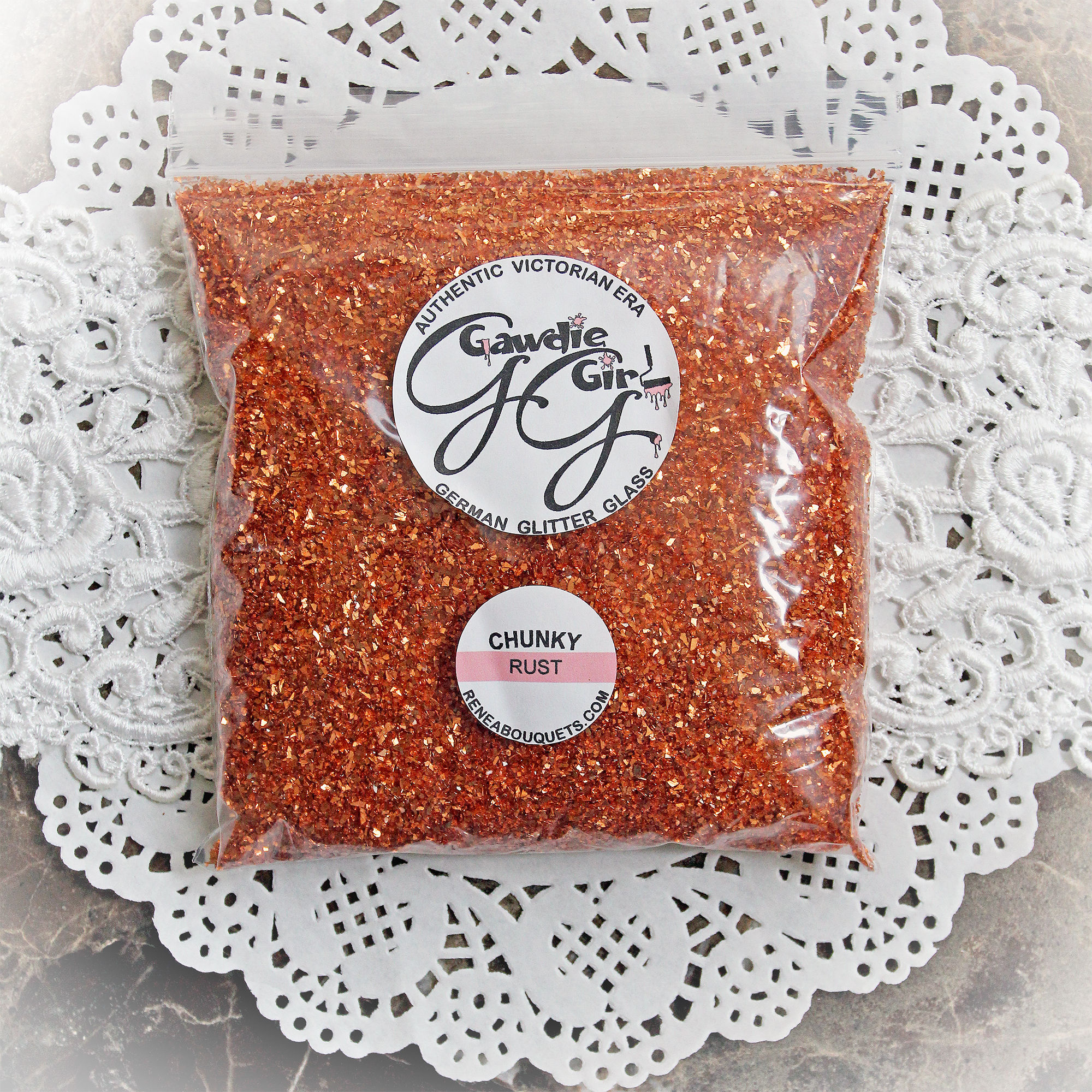 1 Pound Bag Gawdie Girl Rust Chunky German Glitter Glass