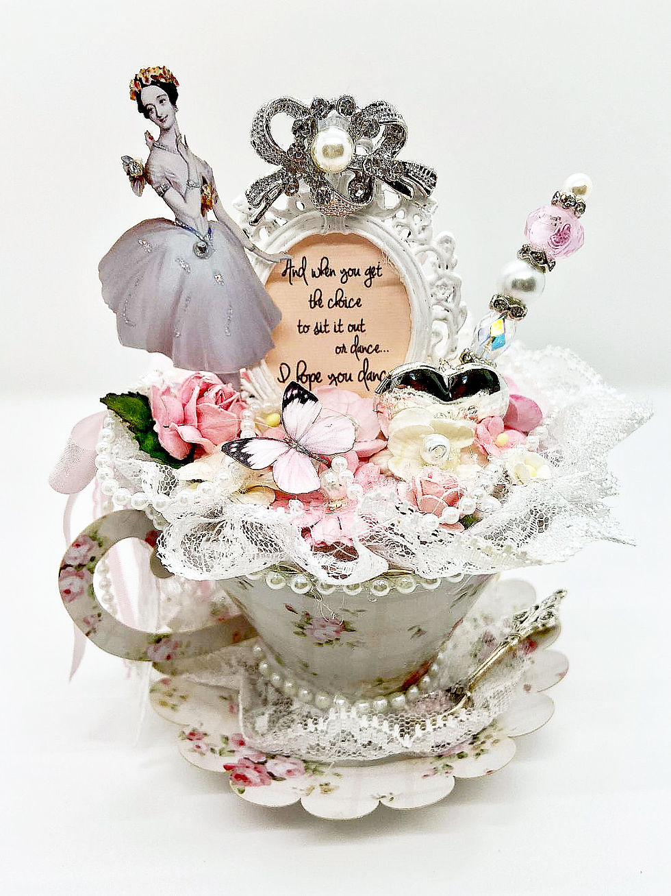 Thumbnail: Reneabouquets English Tea Rose 3D Preimium Paper Tea Cup DIY  Die Cut Set
