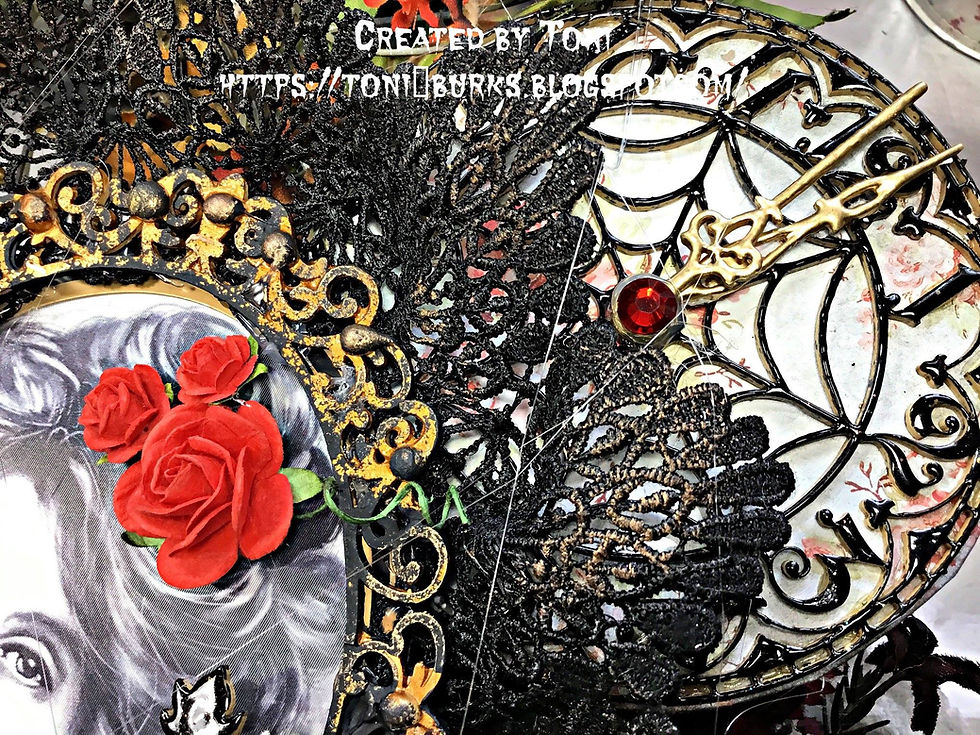 Thumbnail: Beautiful Board Large Shabby Halloween Cobweb Clock Laser Cut Chipboard