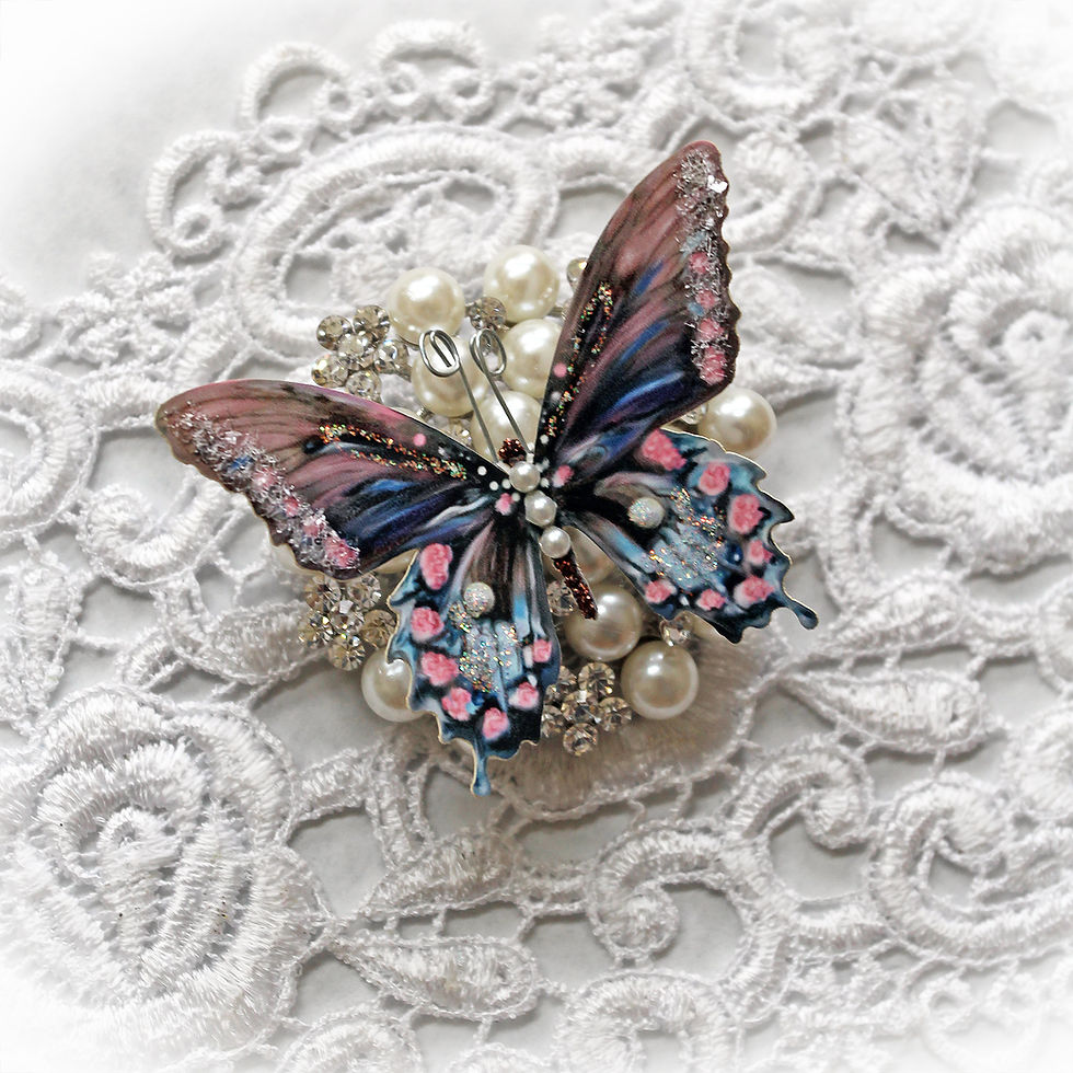 Thumbnail: Shabby Chic Premium Paper Glitter Glass Butterflies