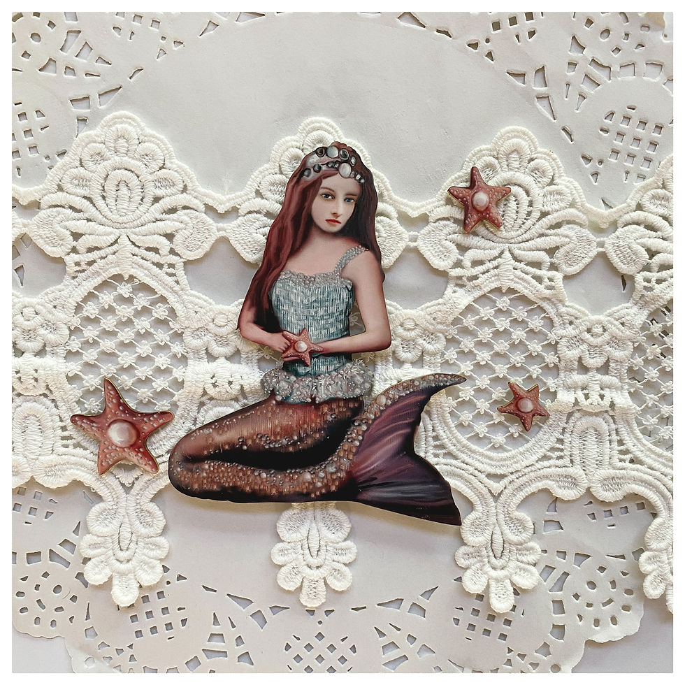 Thumbnail: Printed Beautiful Board By The Sea Tiny Mermaid Chipboard