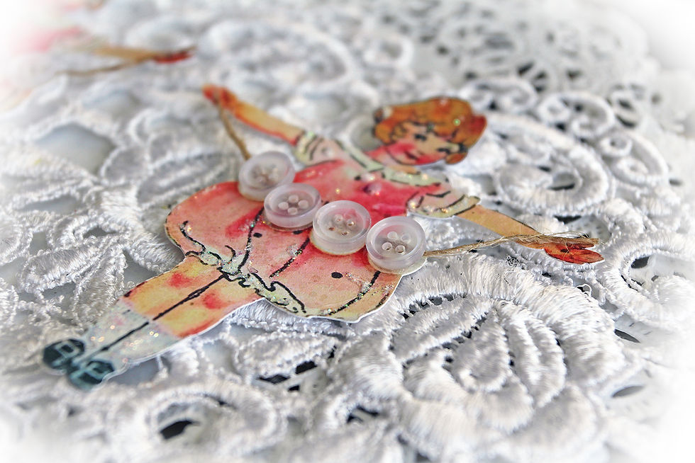 Thumbnail: Vintage Sweet Pink Button Holder Premium Paper Die Cut Set