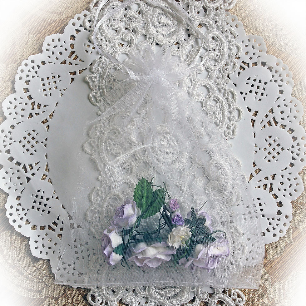 Thumbnail: Lavender And White Roses And Leaves Mulberry Flower Set