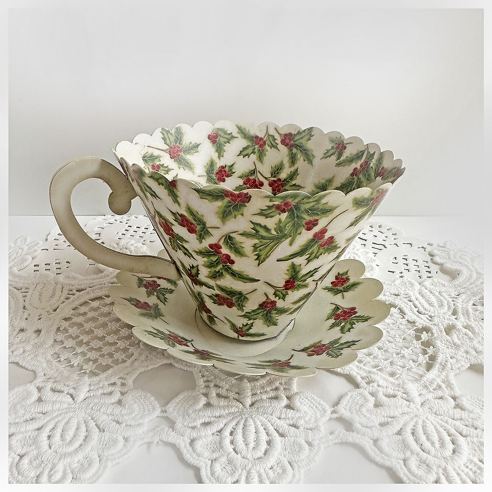 Thumbnail: Reneabouquets Holly And Berry 3D Tea Cup DIY Die Cut Set