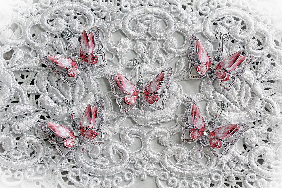 Tiny Treasures Ice Princess Pink Premium Paper Glitter Glass Butterflies