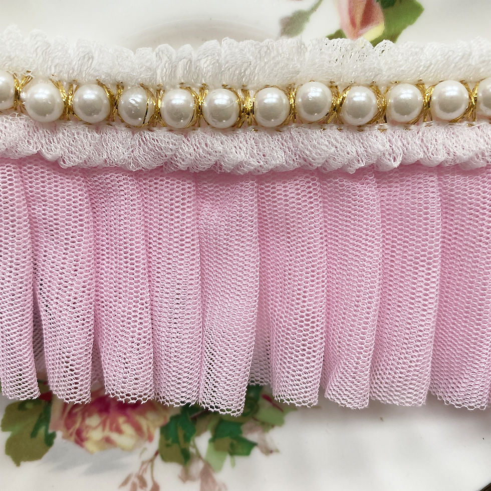 Thumbnail: Reneabouquets Trim- Lilac Pearl Trimmed Pleated Tulle