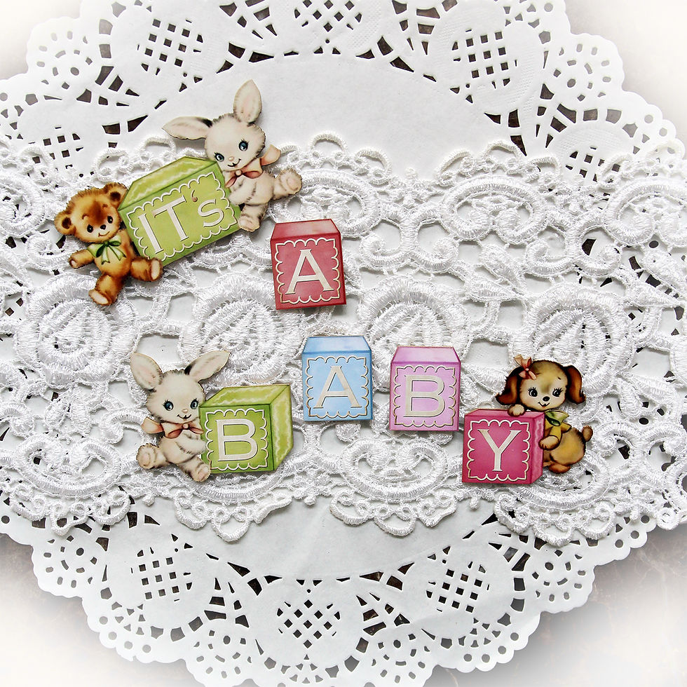 Thumbnail: Printed Beautiful Board Tiny Baby Blocks It's A Baby Chipboard