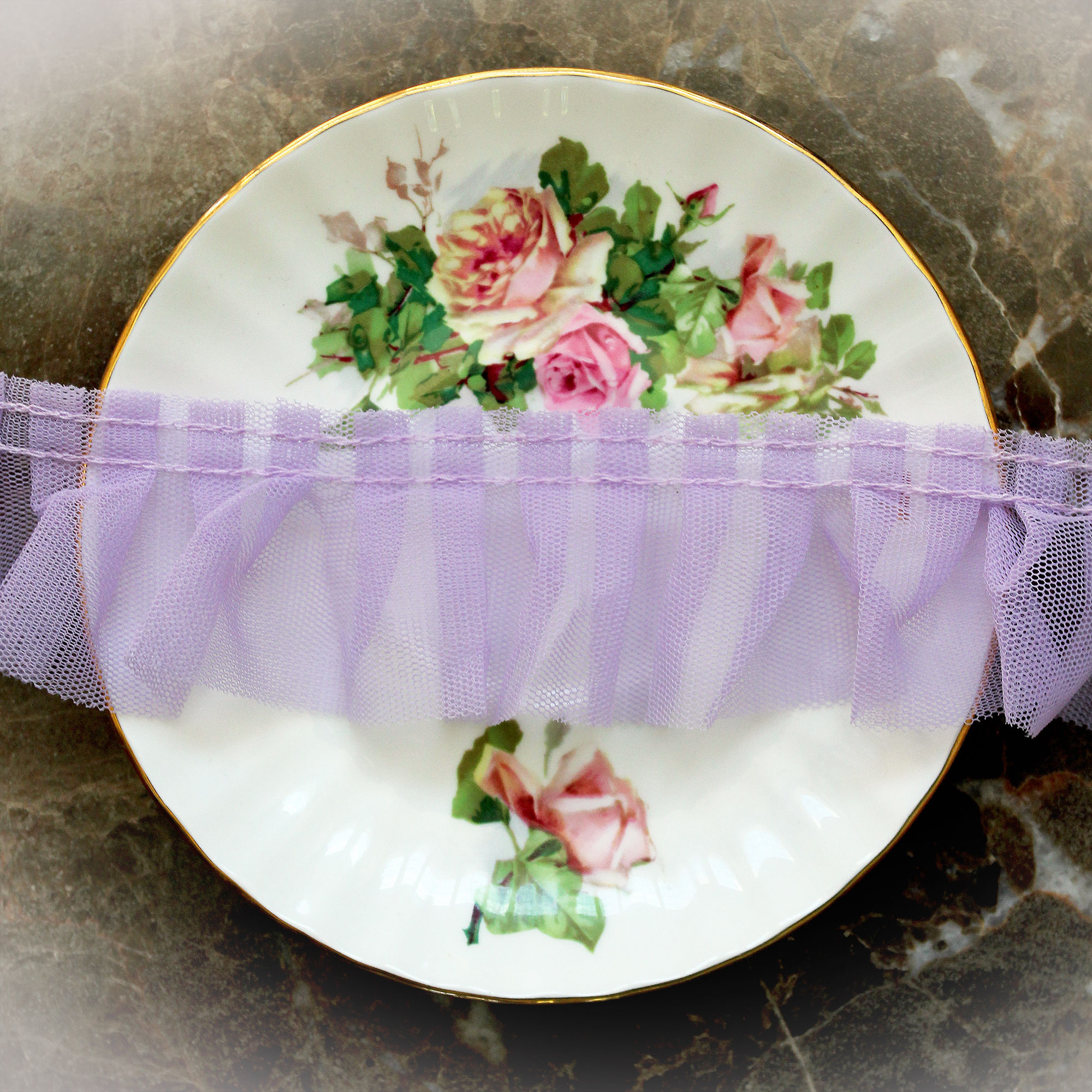 Reneabouquets Trim- Tattered Purple Pleated Tulle