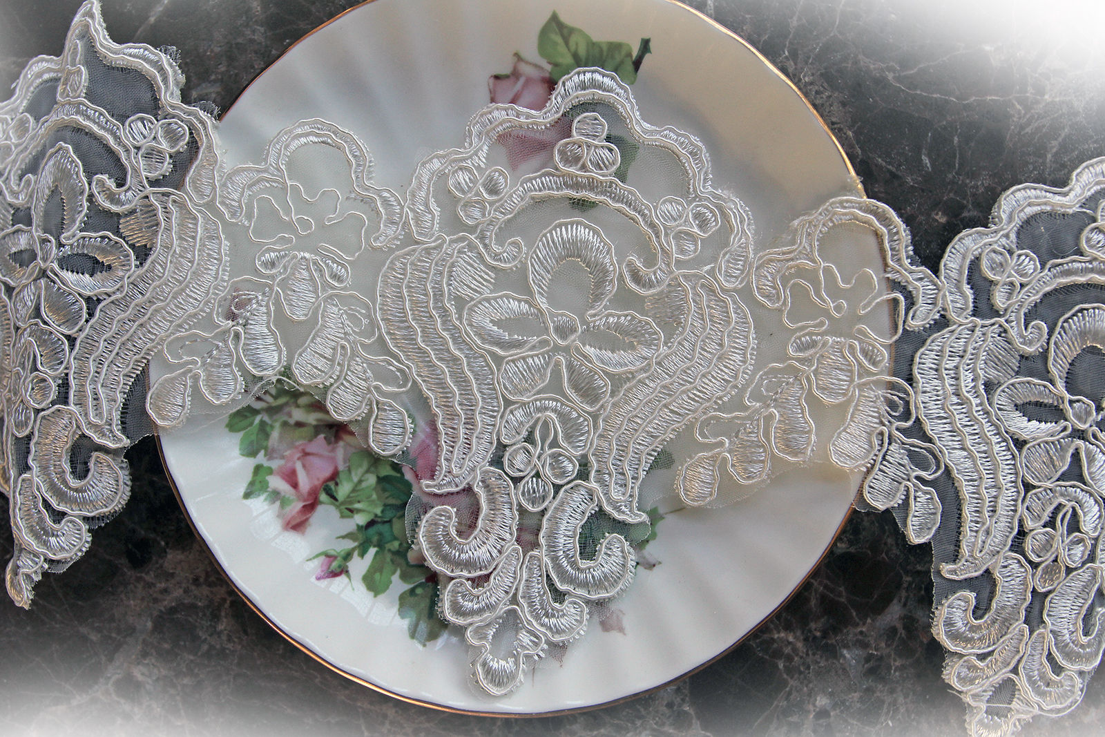 Wedding Day Lace~White 4.75 Inch Wide Voile