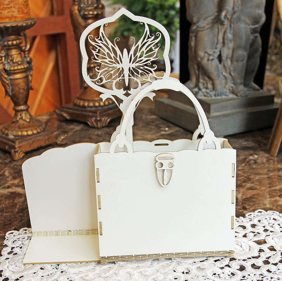 Thumbnail: Beautiful Board 4D Purse With Small Shelf Do It Yourself Laser Cut Chipboard Kit