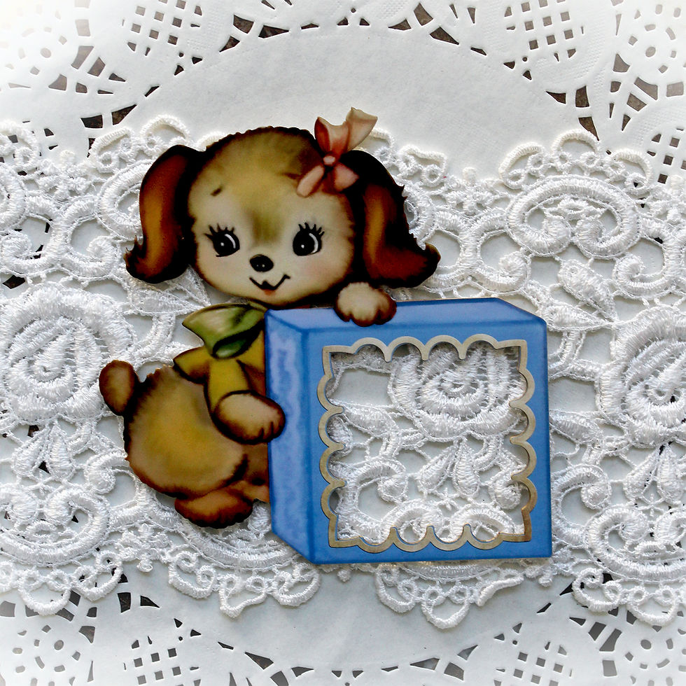 Thumbnail: Printed Beautiful Board Baby Blocks Puppy Frame Chipboard
