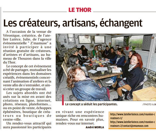 Article Réunion créateurs La Provence 7mai