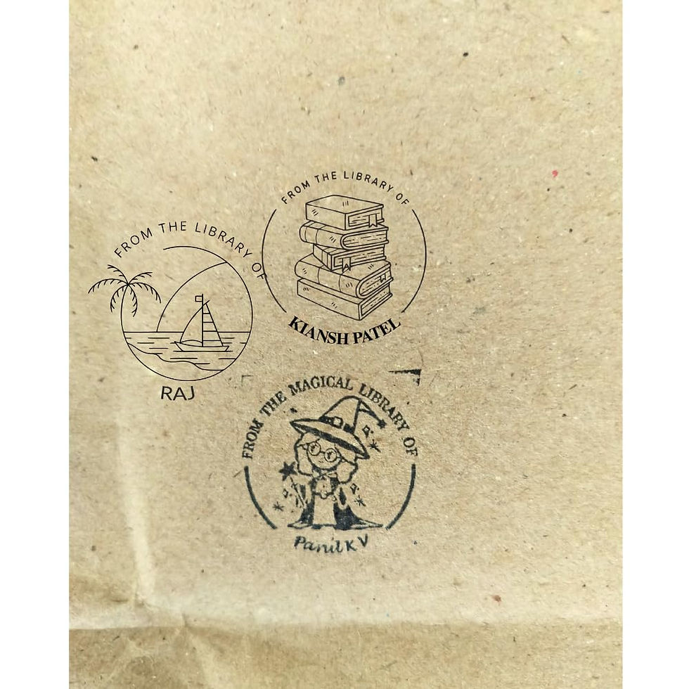 Thumbnail: Kunya Personalised Book Stamp with Your Name(3.5 cm Dia), customised for Stam...