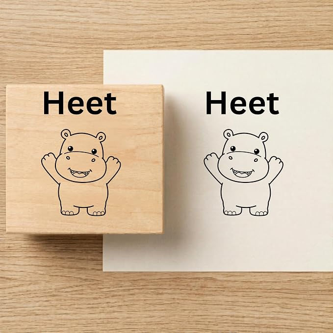 Happy Hippo Customised Book Stamp with Personalised Name