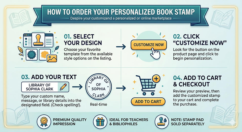 Thumbnail: Kunya Personalised Book Stamp with Your Name(3.5 cm Dia), customised for Stam...